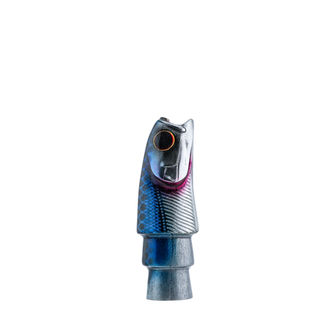 Oodood - 9" Saltiga Fish Head Black Blue Silver