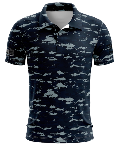 Pelagic Navy Camo Dri Fit Polo (Adult/Keiki)