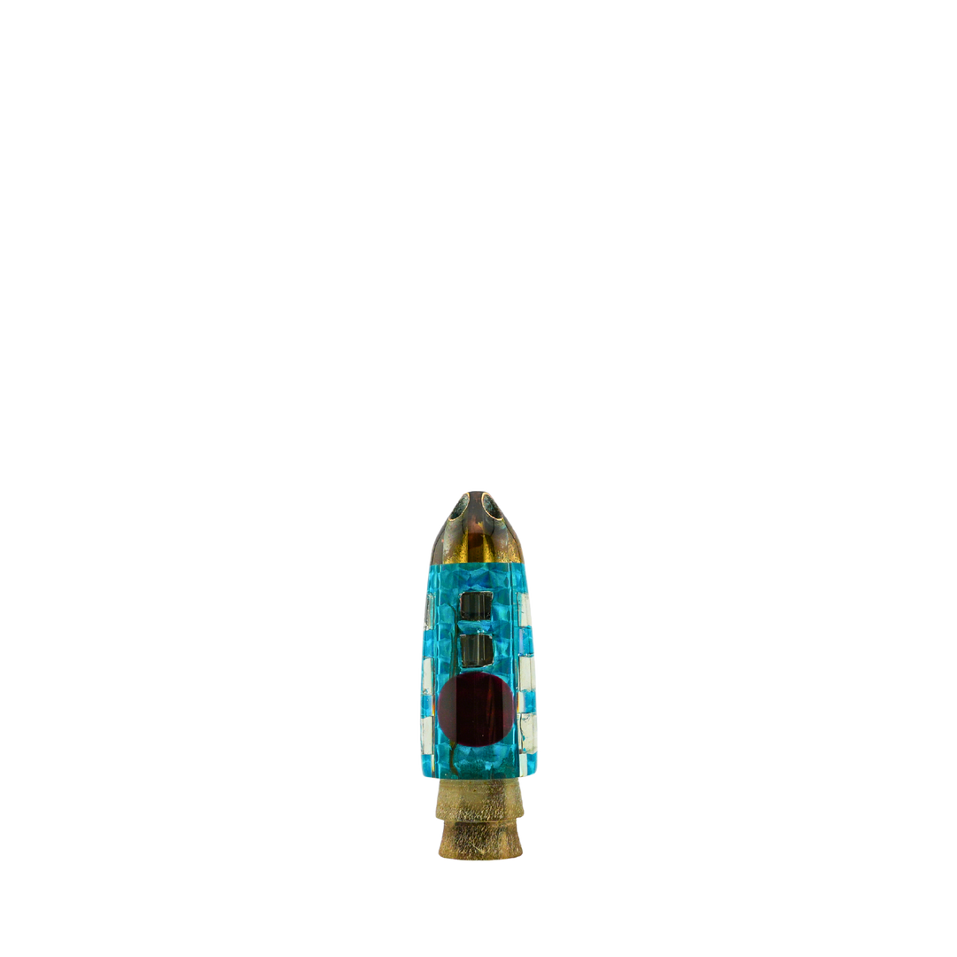 Leroy Lures: History & Lure Identification Guide | Luremonger 7" Bullet, 4-Jet Cracked Glass - Offshore Trolling Lure Archive