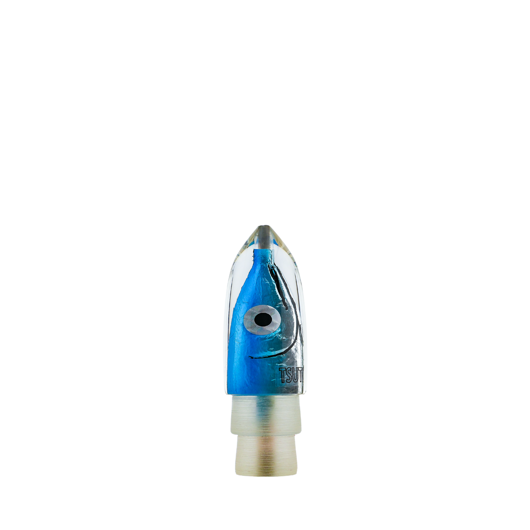 Tsutomu Lures: History & Lure Identification Guide | Luremonger 9" Bullet, Blue Silver FH - Offshore Trolling Lure Archive