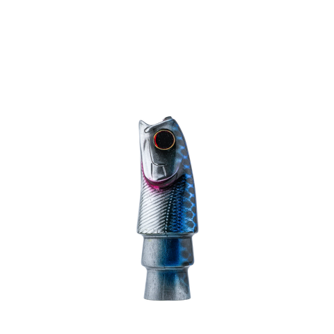 Oodood - 9" Saltiga Fish Head Black Blue Silver