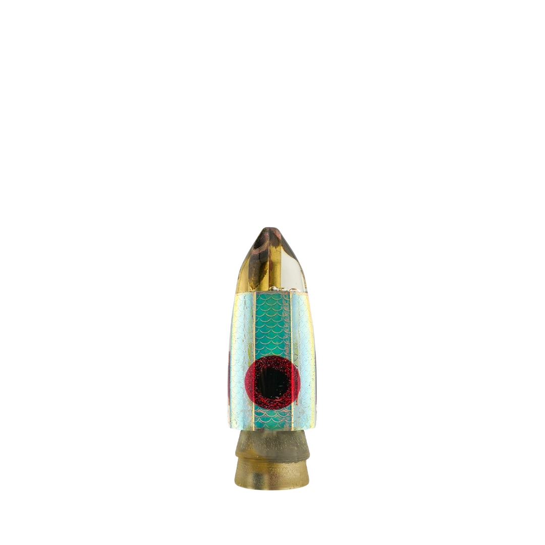 Leroy Lures: History & Lure Identification Guide | Luremonger 9" Bullet, 2-Jet Holo Scale - Offshore Trolling Lure Archive