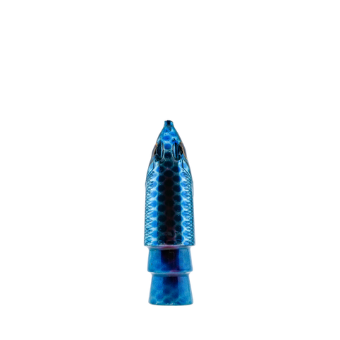 Oodood - 9" Saltiga Fish Head Blue Dot Silver