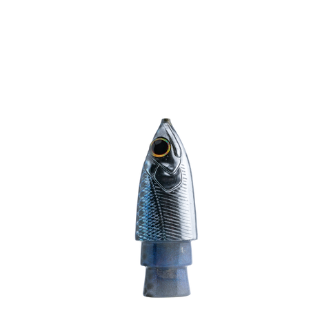 Oodood - 9" Saltiga Fish Head Black Blue Silver