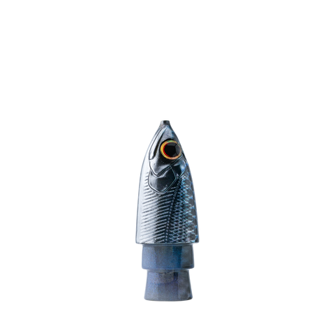 Oodood - 9" Saltiga Fish Head Black Blue Silver