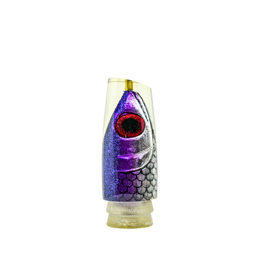 Leroy Lures: History & Lure Identification Guide | Luremonger 12" Plunger, Purple Glitter FH - Offshore Trolling Lure Archive