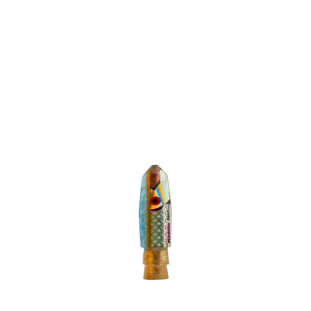 Kelela Lures: History & Lure Identification Guide | Luremonger 5" Nehu, Blue Yellow - Offshore Trolling Lure Archive