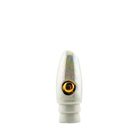 Mark White - 9"+ White Ceramic Gold Eye Scoop