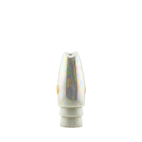 Mark White - 9"+ White Ceramic Gold Eye Scoop