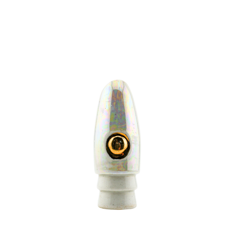 Mark White - 9"+ White Ceramic Gold Eye Scoop