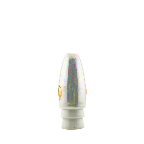 Mark White - 9"+ White Ceramic Gold Eye Scoop