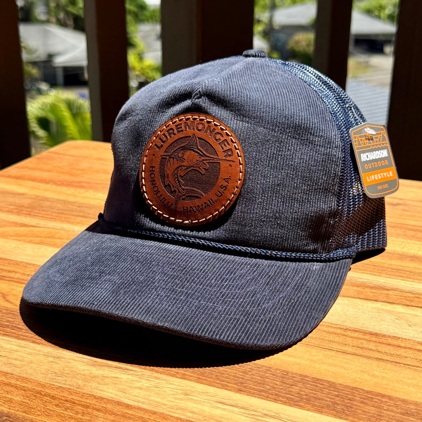 Luremonger - Leather Logo Patch Navy Trucker Hat