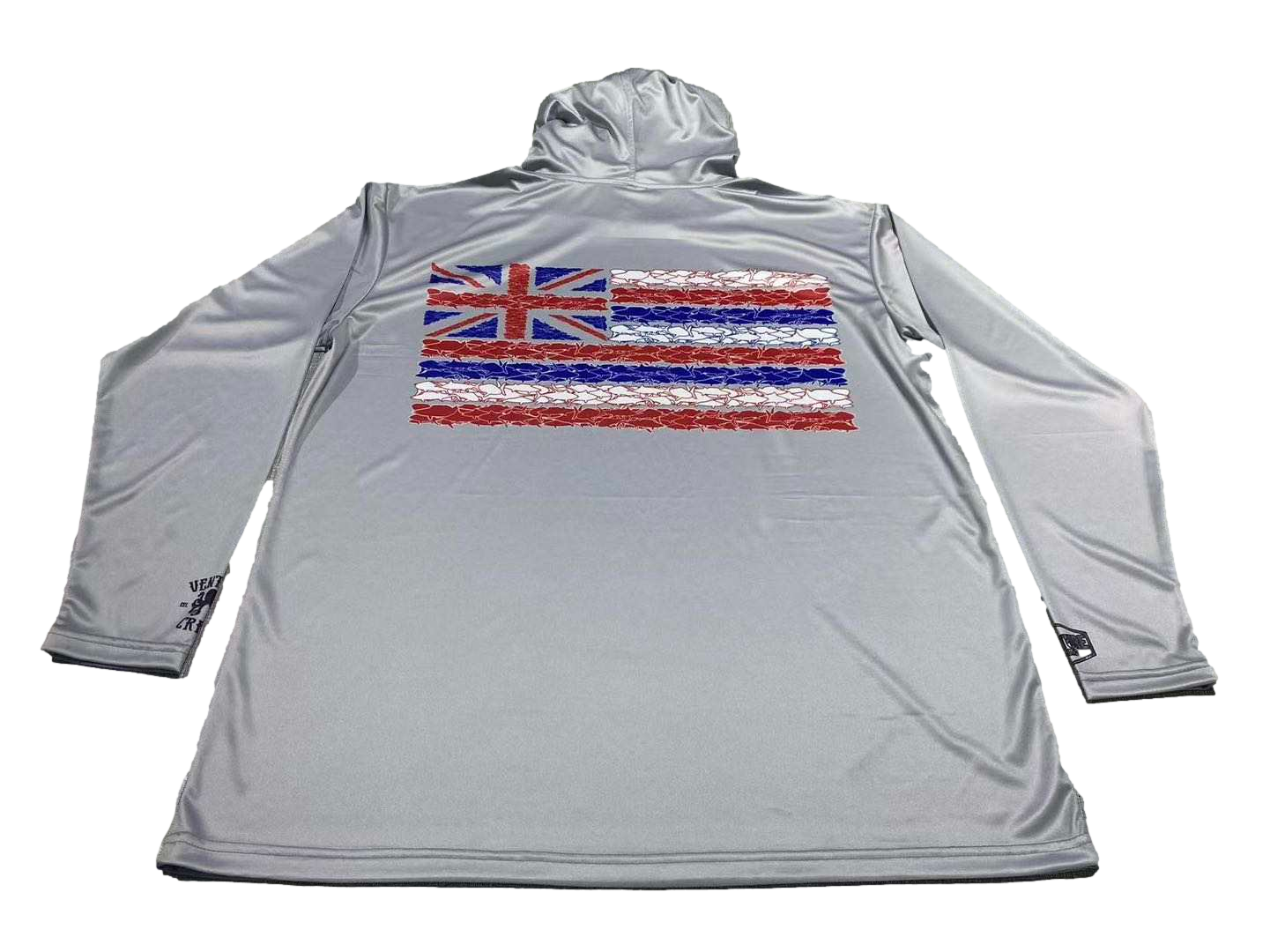 Hawaiian Fish Flag Gray Dri Fit Hoodie (Adult/Keiki)