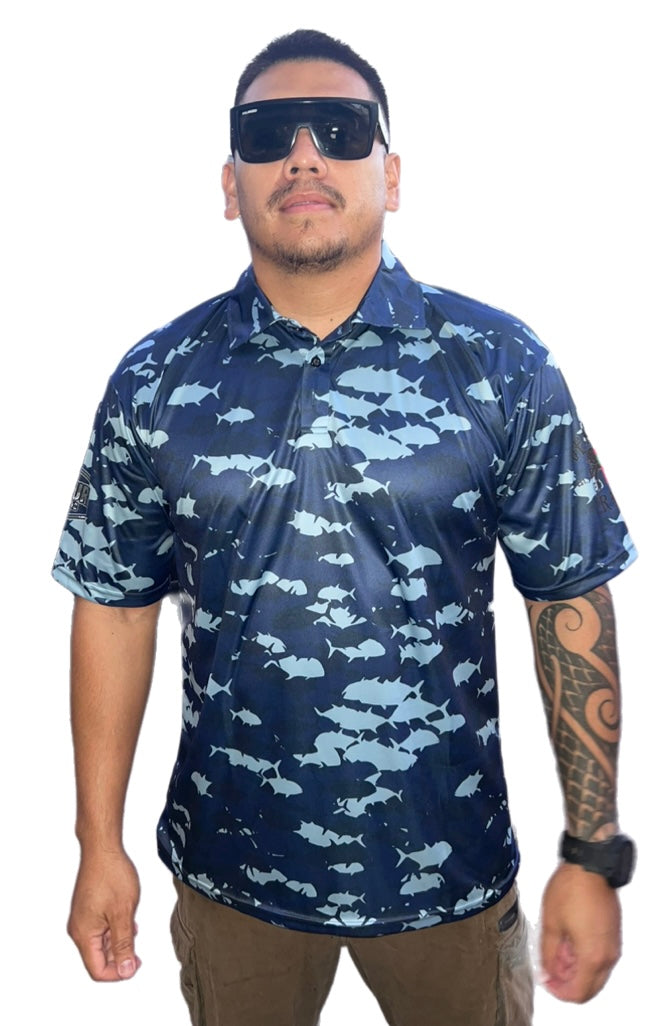 Pelagic Navy Camo Dri Fit Polo (Adult/Keiki)