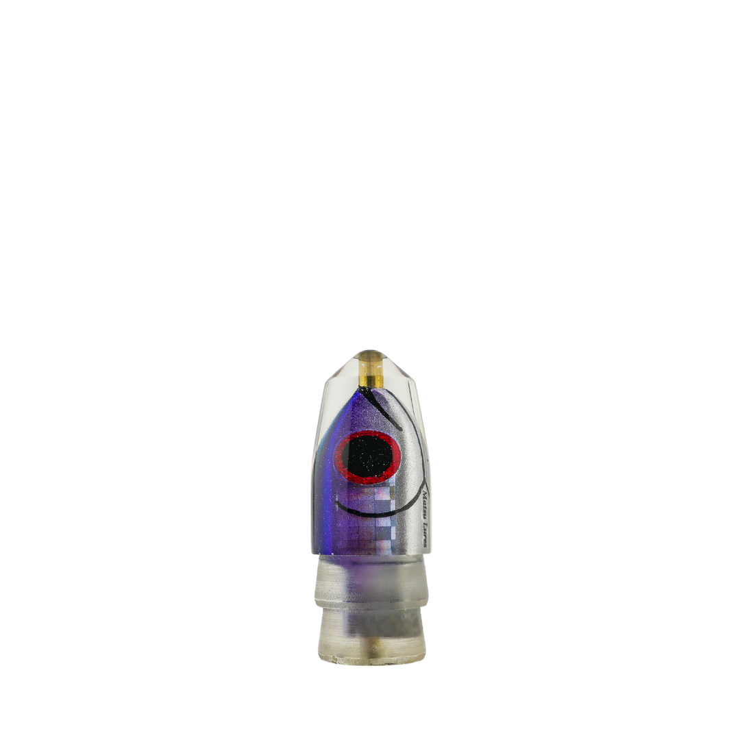 Matsu Lures: History & Lure Identification Guide | Luremonger 9" Bullet Stubby, Purple Silver FH - Offshore Trolling Lure Archive