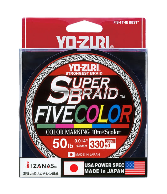 YOZURI - SUPER BRAID FIVE COLOR 330YDS 50LBS
